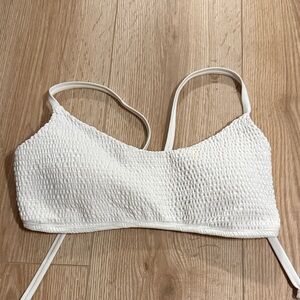 Hollister White Swim Bralette with Cross Strappy Tie back
